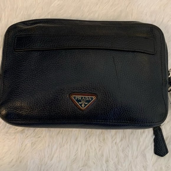 Prada Saffiano Leather Zippered Travel Organizer Blue & Burgundy - Picture 3 of 16